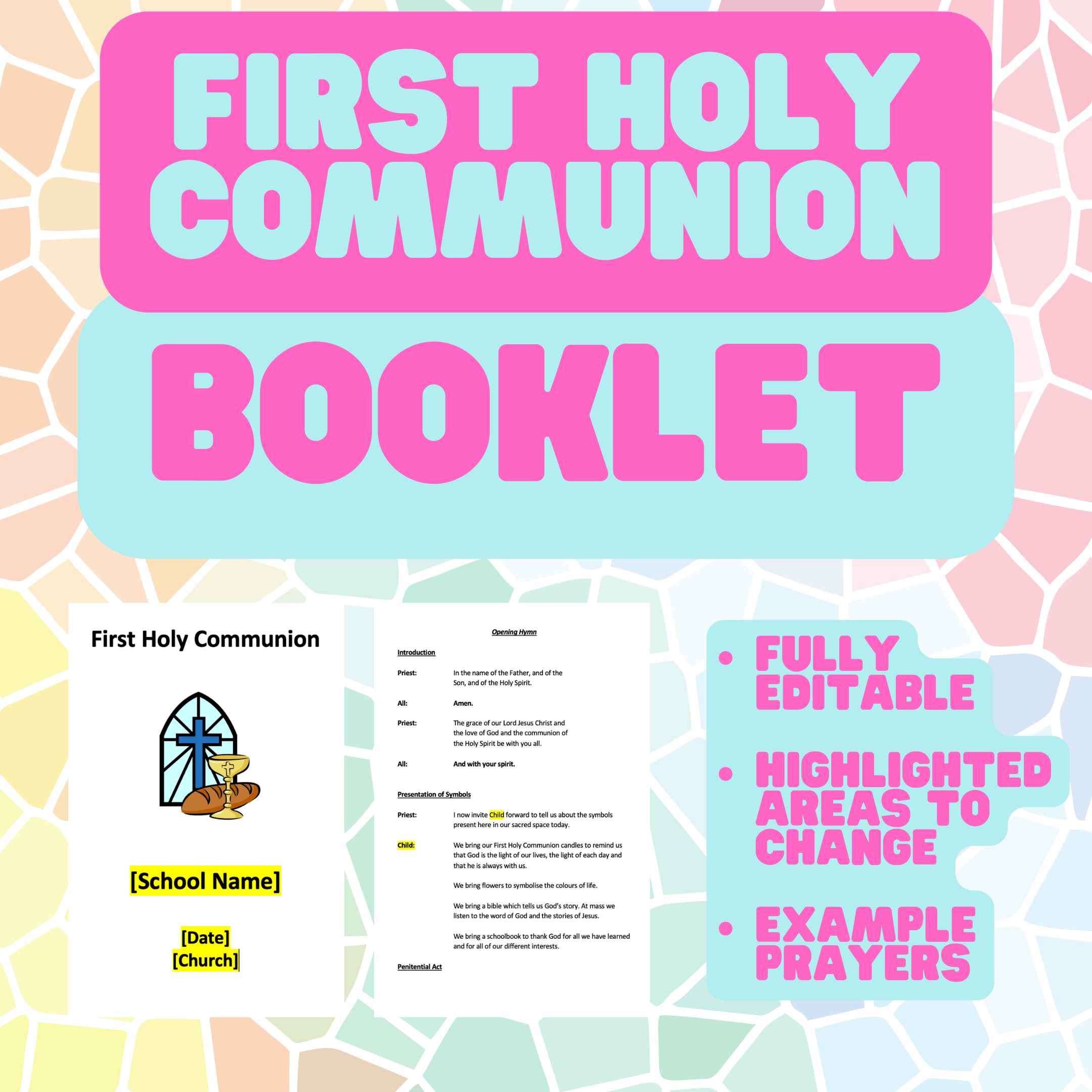 Mash > 1st / 2nd Class > First Holy Communion - Editable Mass Booklet